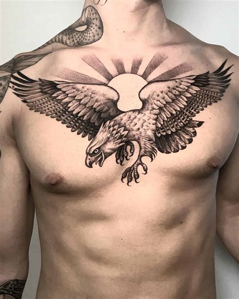 eagle tattoo chest one side|full back eagle tattoo.